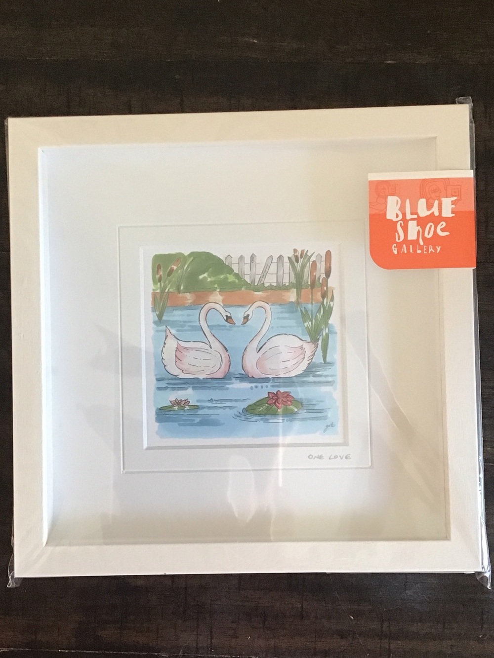 Pink Swan Art Print in White Frame